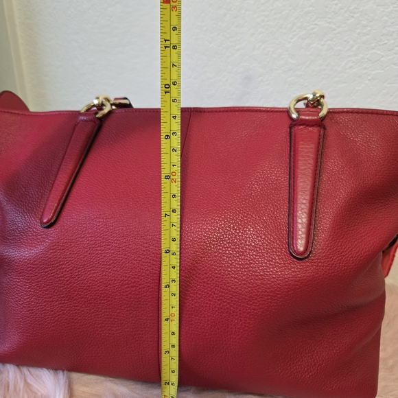 Coach Red Leather Tote Bag - Picture 8 of 11